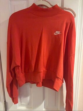 Nike Women’s Red Cropped Mock Neck Sweatshirt